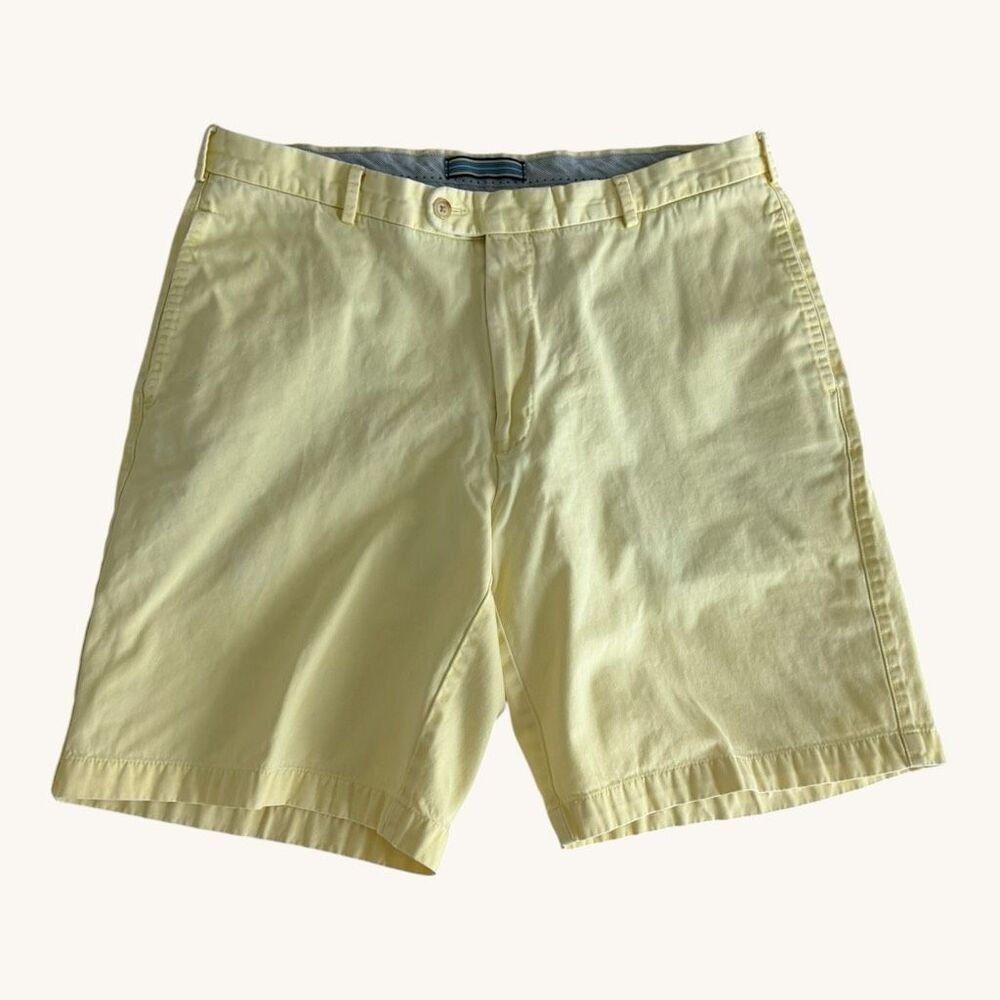 Peter Millar Mens Chino Shorts Size 36 Yellow 100% Pima Cotton Golf Casual Peru